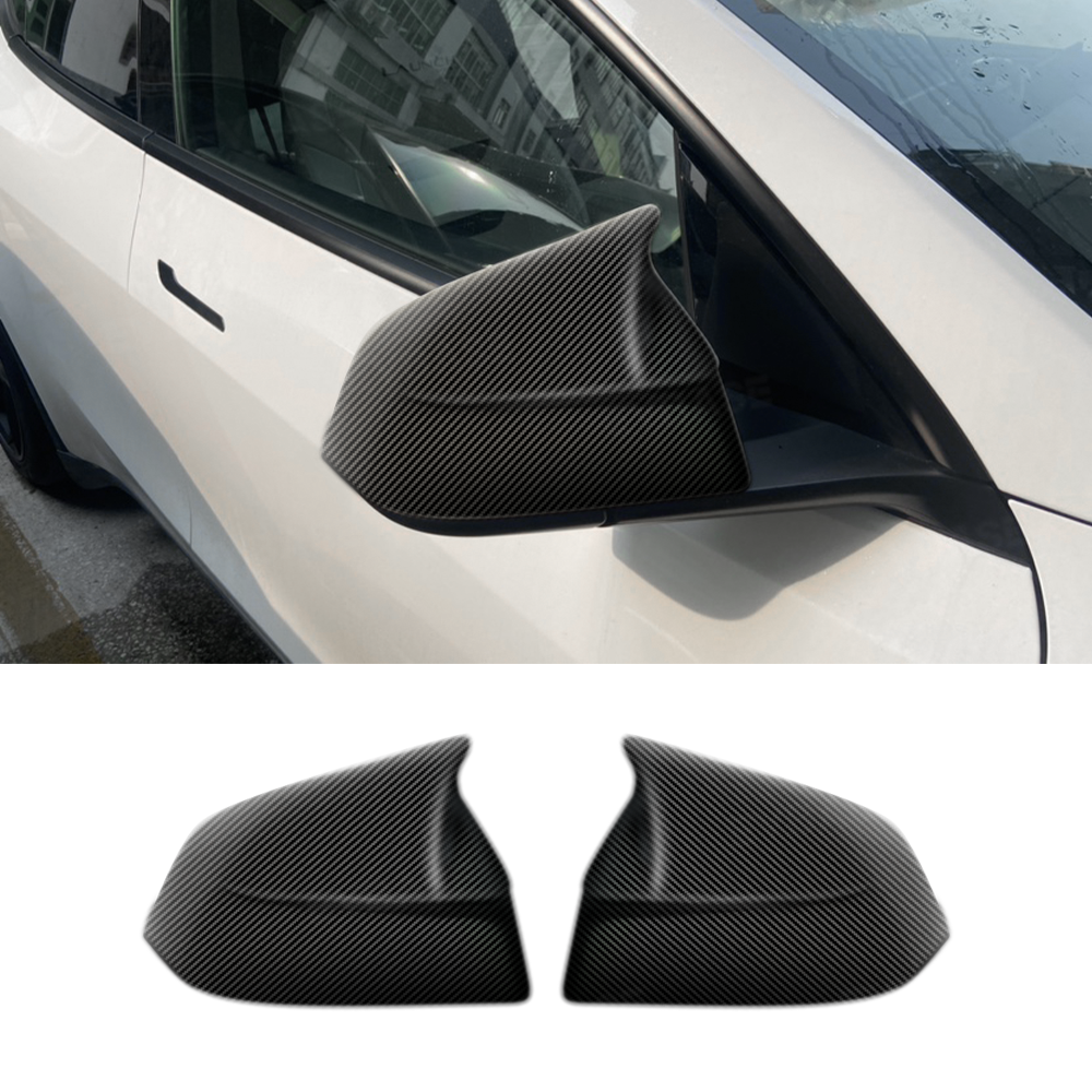 Model Y Juniper Side Mirror Cover Real Carbon Fiber Rearview Mirror Cap with Split-Line Racing-Inspired Design