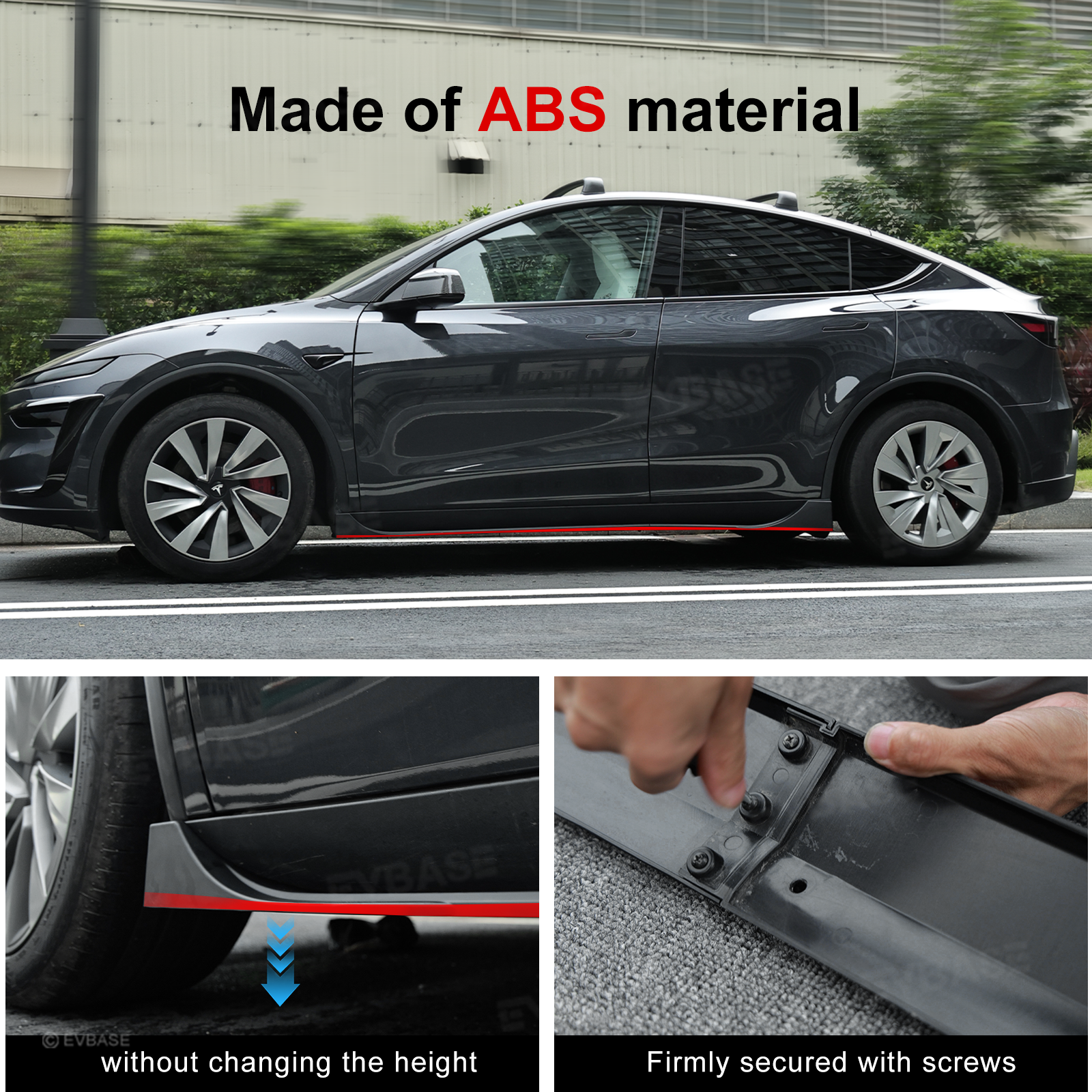 Model Y Juniper Side Skirts Extensions F Style Red Edge Splitter Lip Diffuser Panel for Tesla
