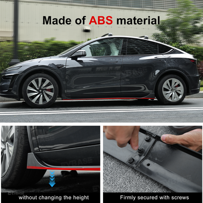 Model Y Juniper Side Skirts Extensions F Style Red Edge Splitter Lip Diffuser Panel for Tesla