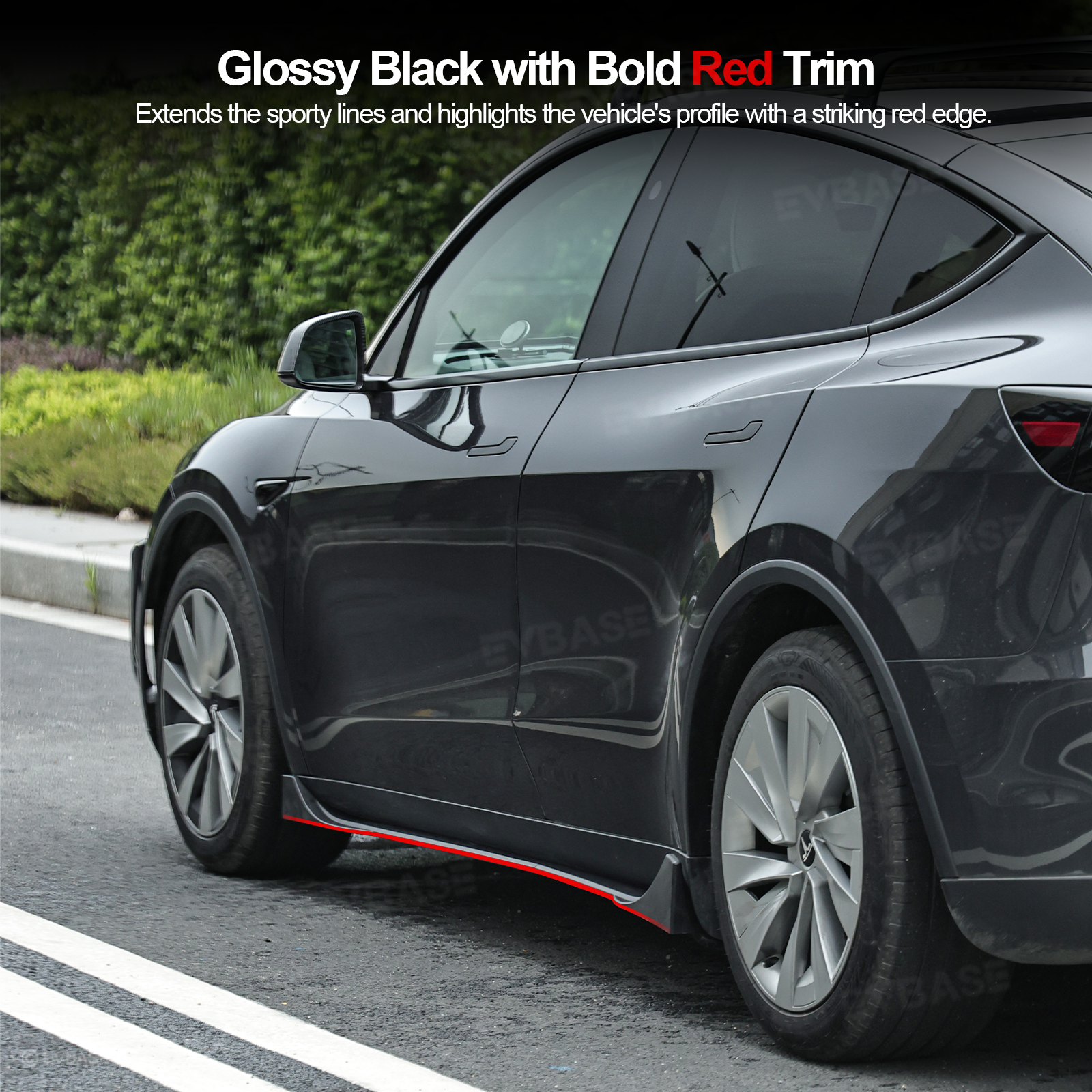 Model Y Juniper Side Skirts Extensions F Style Red Edge Splitter Lip Diffuser Panel for Tesla