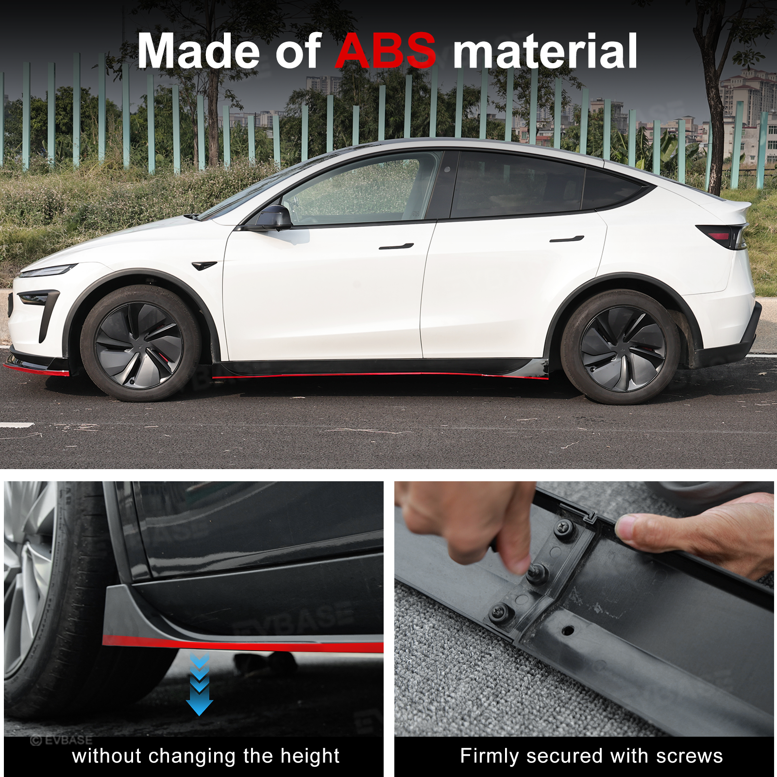 Model Y Juniper Side Skirts Extensions F Style Red Edge Splitter Lip Diffuser Panel for Tesla