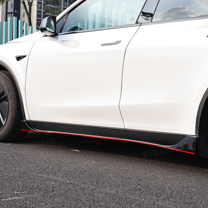 Model Y Juniper Side Skirts Extensions F Style Red Edge Splitter Lip Diffuser Panel for Tesla