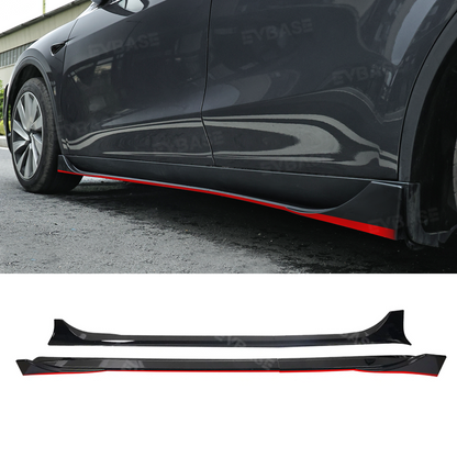 Model Y Juniper Side Skirts Extensions F Style Red Edge Splitter Lip Diffuser Panel for Tesla