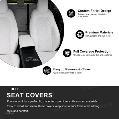 Model Y Juniper Seat Covers NAPPA Leather Seat Protector with Double-Stitched Diamond Quilting