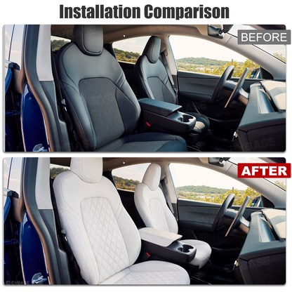 Model Y Juniper Seat Covers NAPPA Leather Seat Protector with Double-Stitched Diamond Quilting