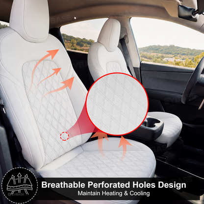 Model Y Juniper Seat Covers NAPPA Leather Seat Protector with Double-Stitched Diamond Quilting