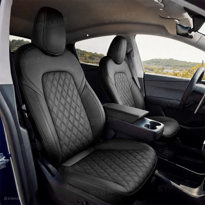 Model Y Juniper Seat Covers NAPPA Leather Seat Protector with Double-Stitched Diamond Quilting