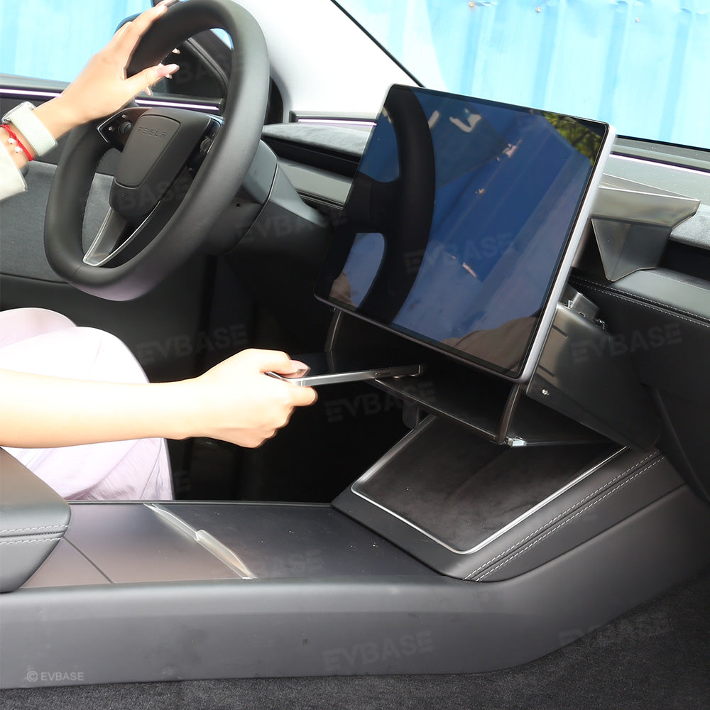 Model Y Juniper Under Screen Storage Box Hidden Foldable Magnetic Organizer Tray for Tesla