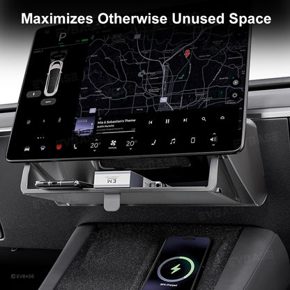 Model Y Juniper Under Screen Storage Box Hidden Foldable Magnetic Organizer Tray for Tesla
