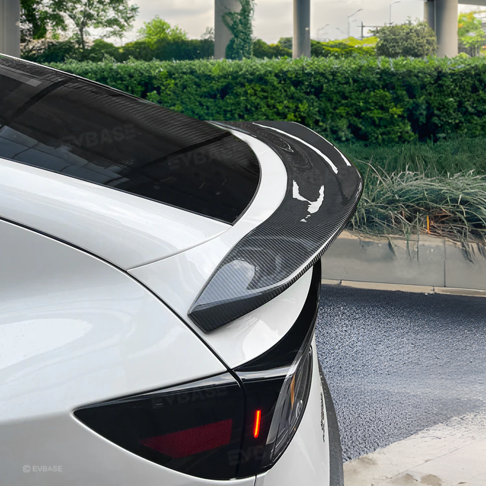 Model Y Juniper V-Style Rear Spoiler Flexible Urethane Carbon Fiber Rear Trunk Lip Spoiler for Tesla