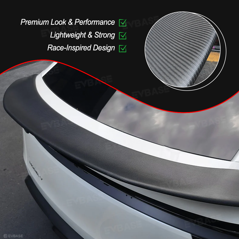 Model Y Juniper V-Style Rear Spoiler Flexible Urethane Carbon Fiber Rear Trunk Lip Spoiler for Tesla