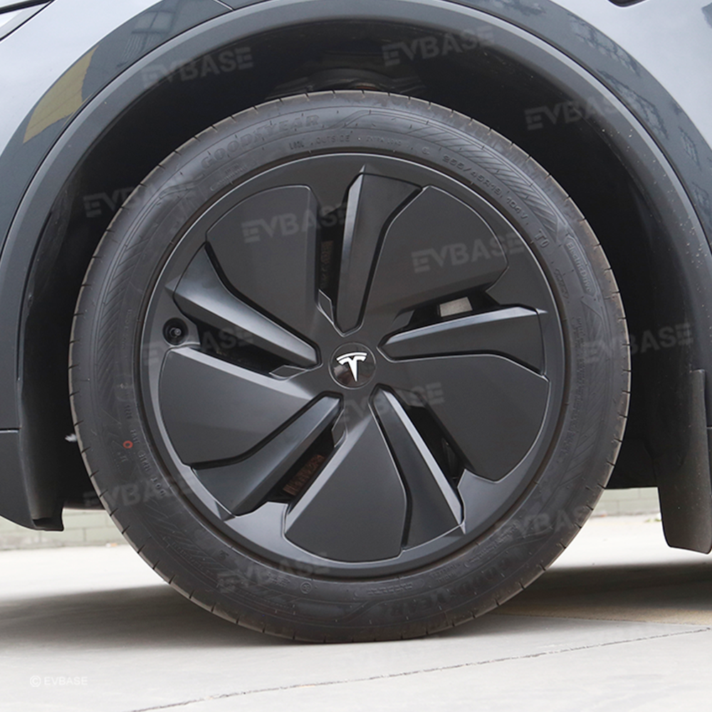 4-Pack Matte Black Hubcaps For Tesla Model Y Juniper 2025-2026 – 19" Wheel Covers, Snap-On, 14-Spoke Design