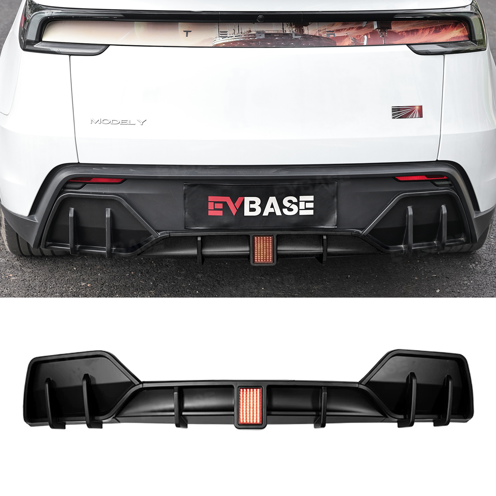 Model Y Juniper Rear Diffuser Sporty Style Lower Bumper Lip with LED B ...