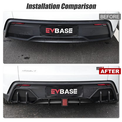 Model Y Juniper Rear Diffuser Sporty Style Lower Bumper Lip with LED Brake Light ABS Body Kit for Tesla