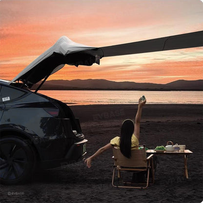 tesla model y roof tent Model Y/ Y Juniper Camping Tent Tailgate Awning Tent Waterproof Oxford – EVBASE-Premium EV&Tesla Accessories
