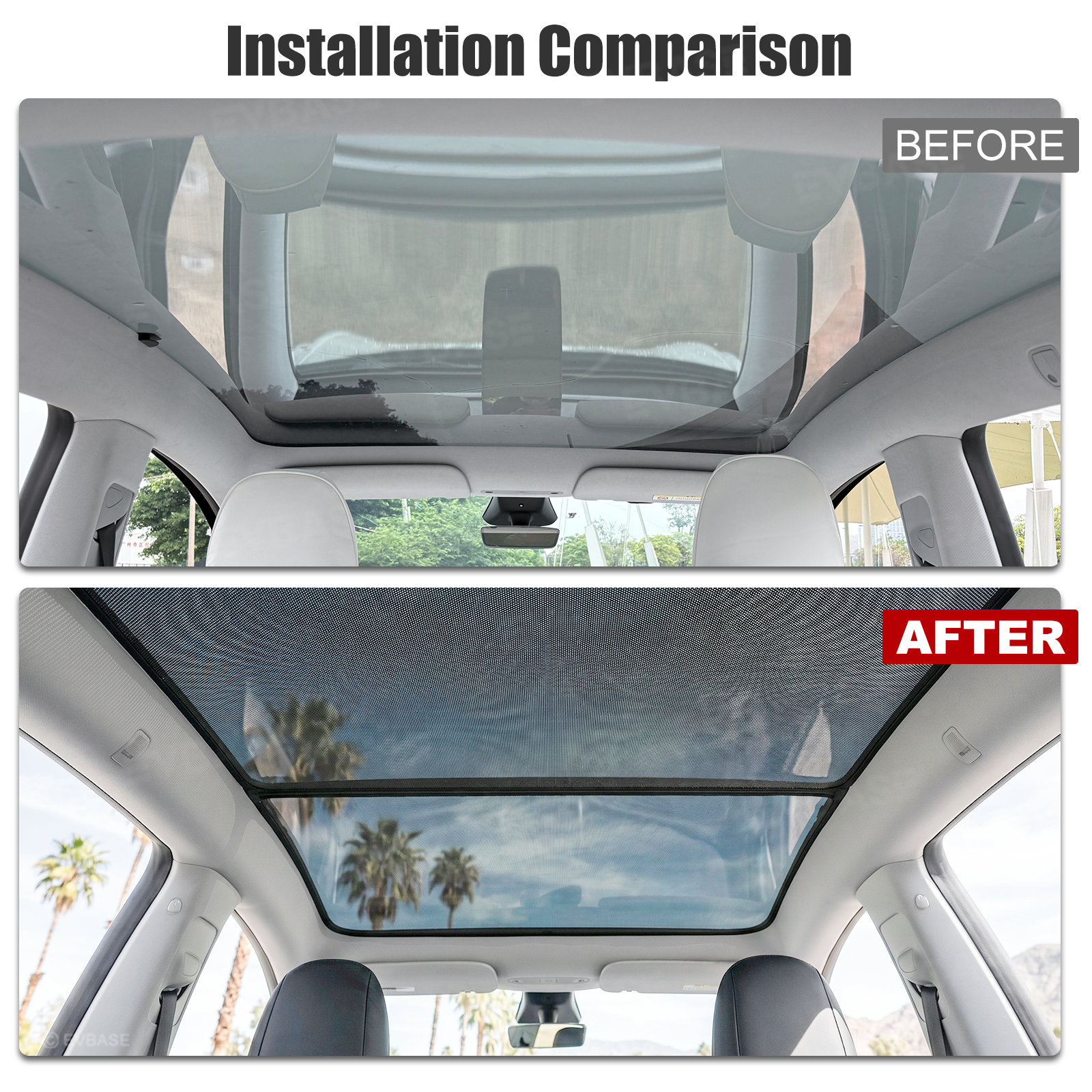 Model Y Juniper/ 3 Highland Glass Roof Sunshade Heat Insulation UV Protection Sun Visor OEM-Style Sunroof & Rear Window Sun Shade