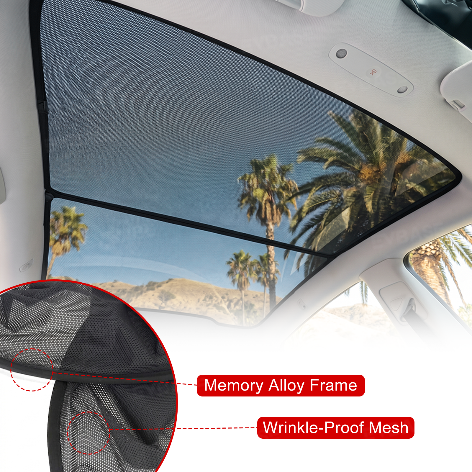 Model Y Juniper/ 3 Highland Glass Roof Sunshade Heat Insulation UV Protection Sun Visor OEM-Style Sunroof & Rear Window Sun Shade