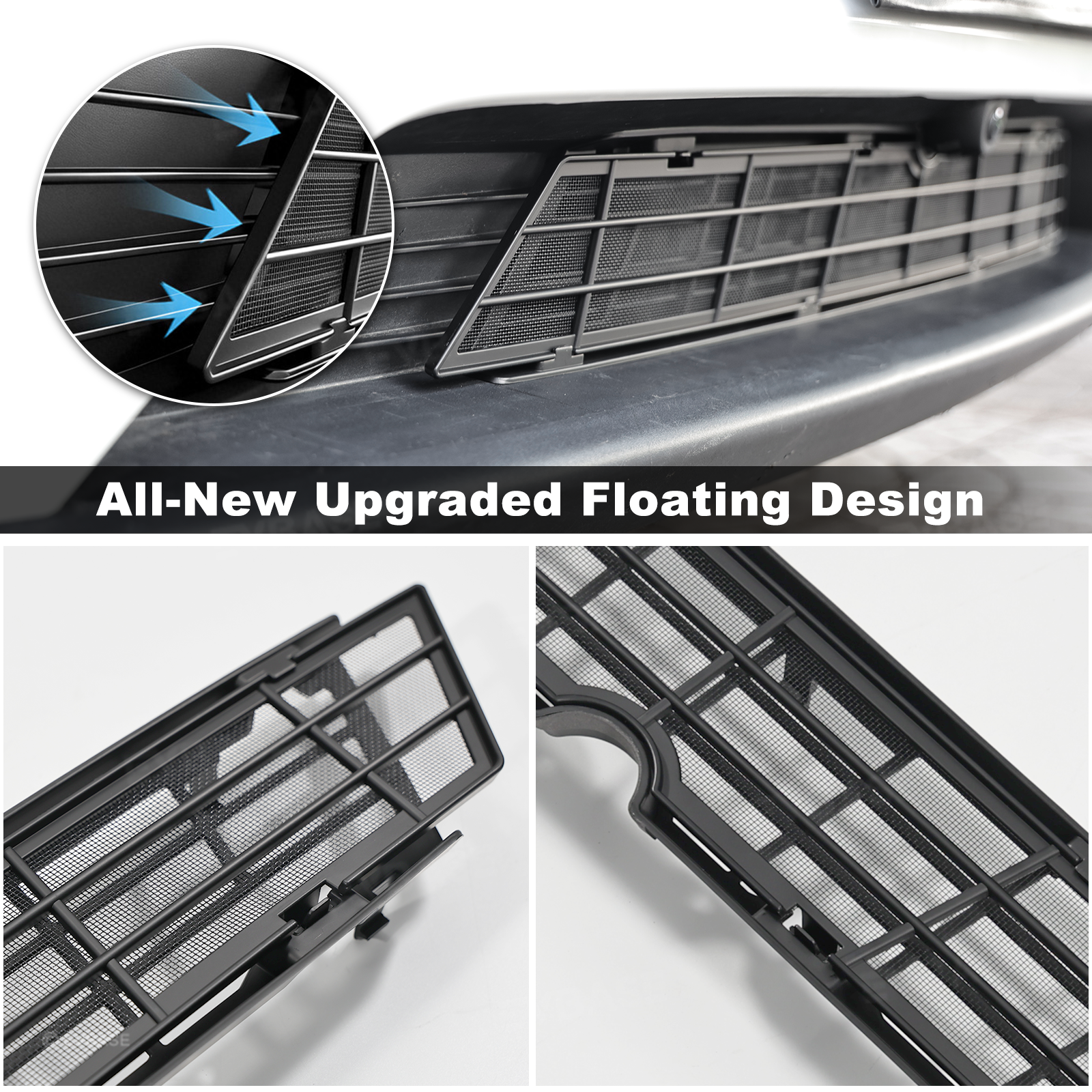 Model Y Juniper Front Grille Mesh Radiator Cover Removable ABS Floating Front Bumper Bug & Debris Screen Mesh