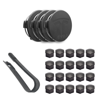 Model Y Juniper Performance Wheel Rim Protector & Wheel Center Caps Kit & Lug Nut Covers for Tesla 21" Arachnid 2.0 Wheels