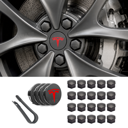 Model Y Juniper Performance Wheel Rim Protector & Wheel Center Caps Kit & Lug Nut Covers for Tesla 21" Arachnid 2.0 Wheels