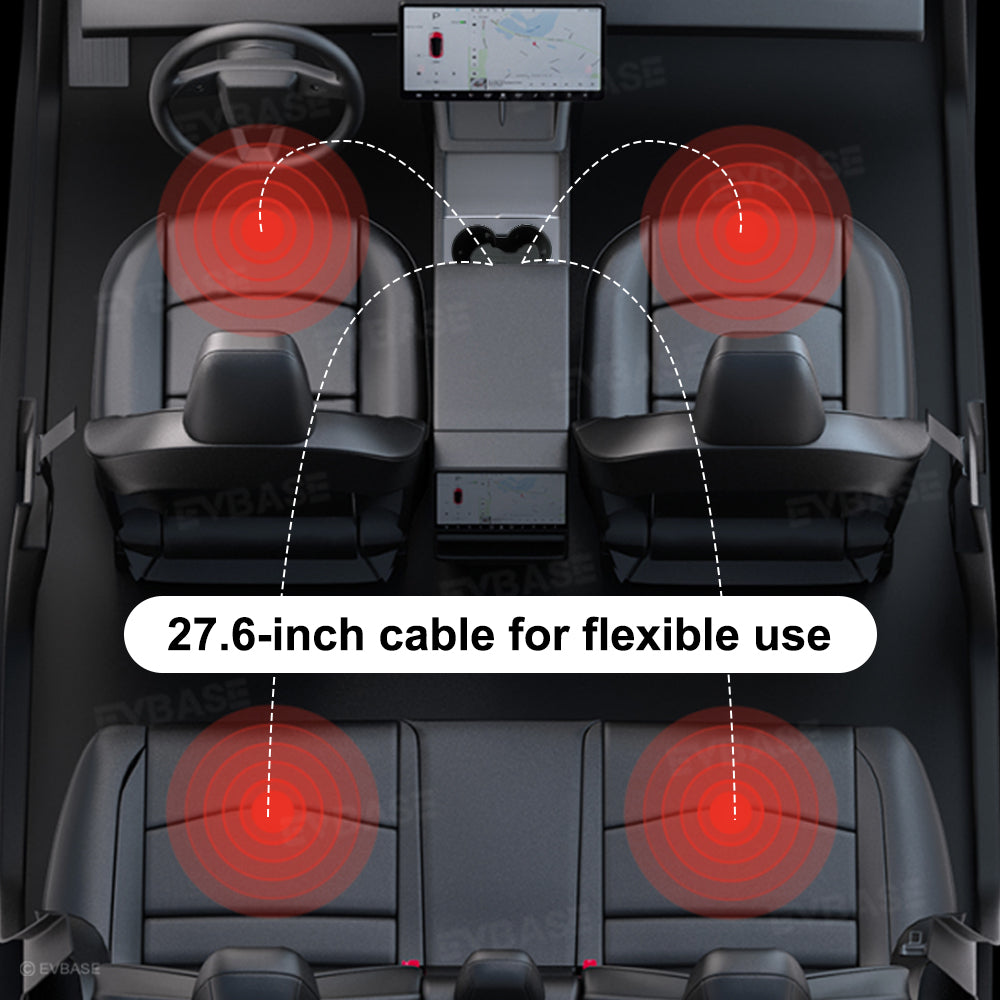 Model Y Juniper Standard /3 Standard Center Console USB Hub Charger with Retractable Charging Cables & RGB Ambient Lighting  & Aroma Diffuser
