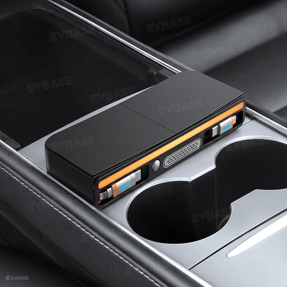 Model Y Juniper Standard /3 Standard Center Console USB Hub Charger with Retractable Charging Cables & RGB Ambient Lighting  & Aroma Diffuser