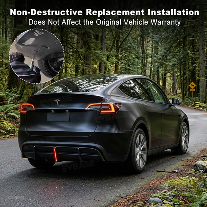 Model Y Rear Diffuser ABS Rear Bumper Lip with LED Brake Light-No Wire Cutting Required
