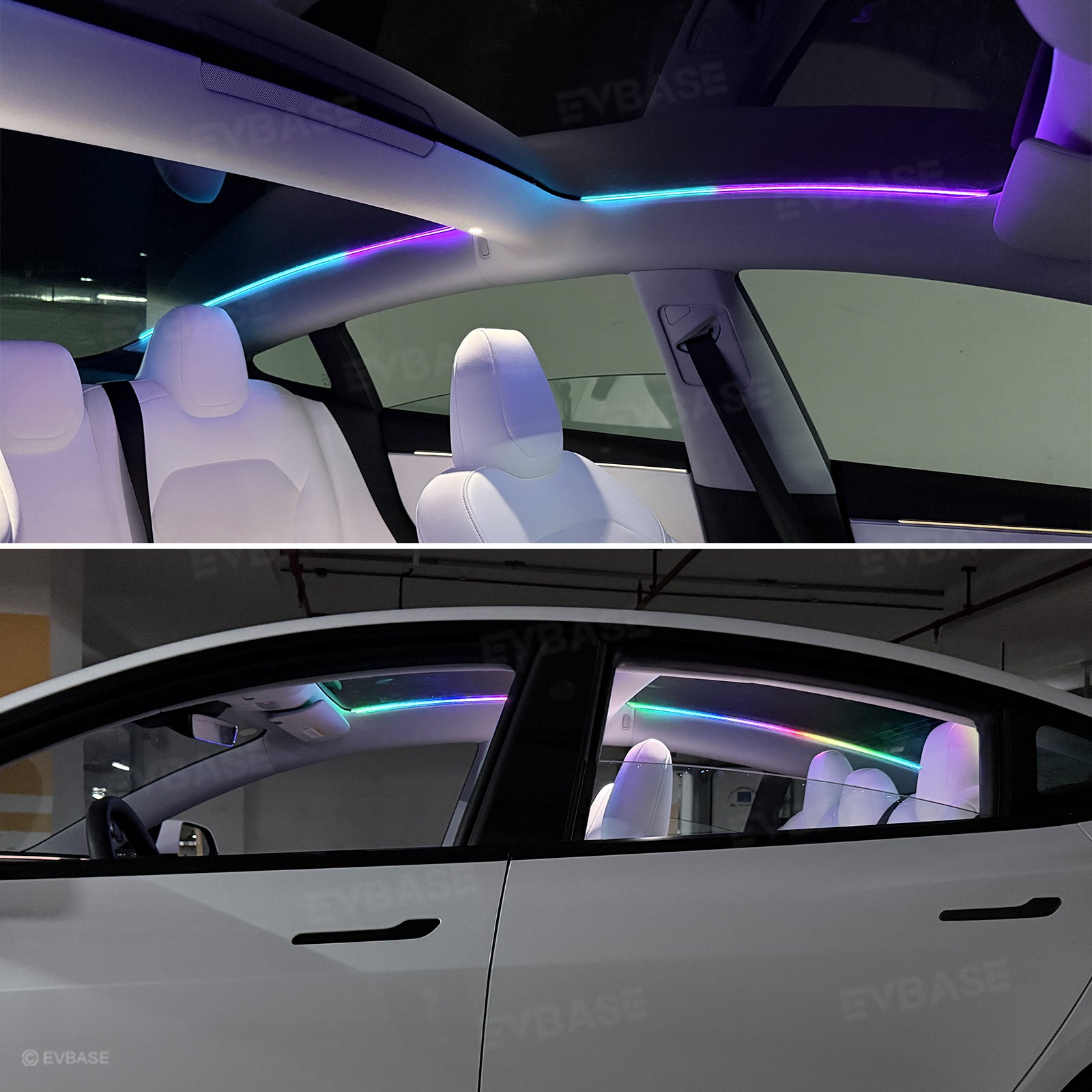 Model Y/ Y Juniper & Model 3/ 3 Highland Roof Ambient Lighting Sunroof Streamer Lights with Smart APP Control