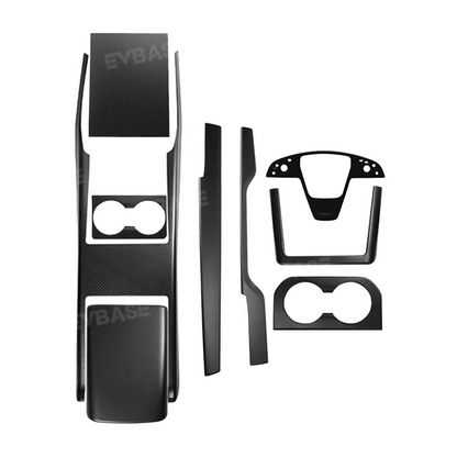 Tesla Model X S Interior Real Carbon Fiber Cover Full Upgrade Kit Plaid Style Overlay Protection Dashboard Center Console