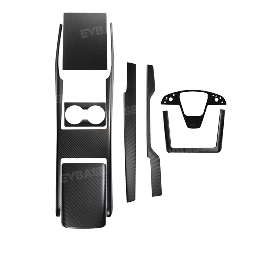 Tesla Model X S Interior Real Carbon Fiber Cover Full Upgrade Kit Plaid Style Overlay Protection Dashboard Center Console