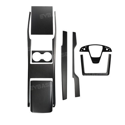 Tesla Model X S Interior Real Carbon Fiber Cover Full Upgrade Kit Plaid Style Overlay Protection Dashboard Center Console