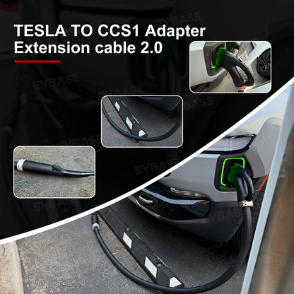 NACS to CCS1 Adapter with Extension Cable Max 350A/1000V Fast Charge CCS1 EVs at Tesla Superchargers