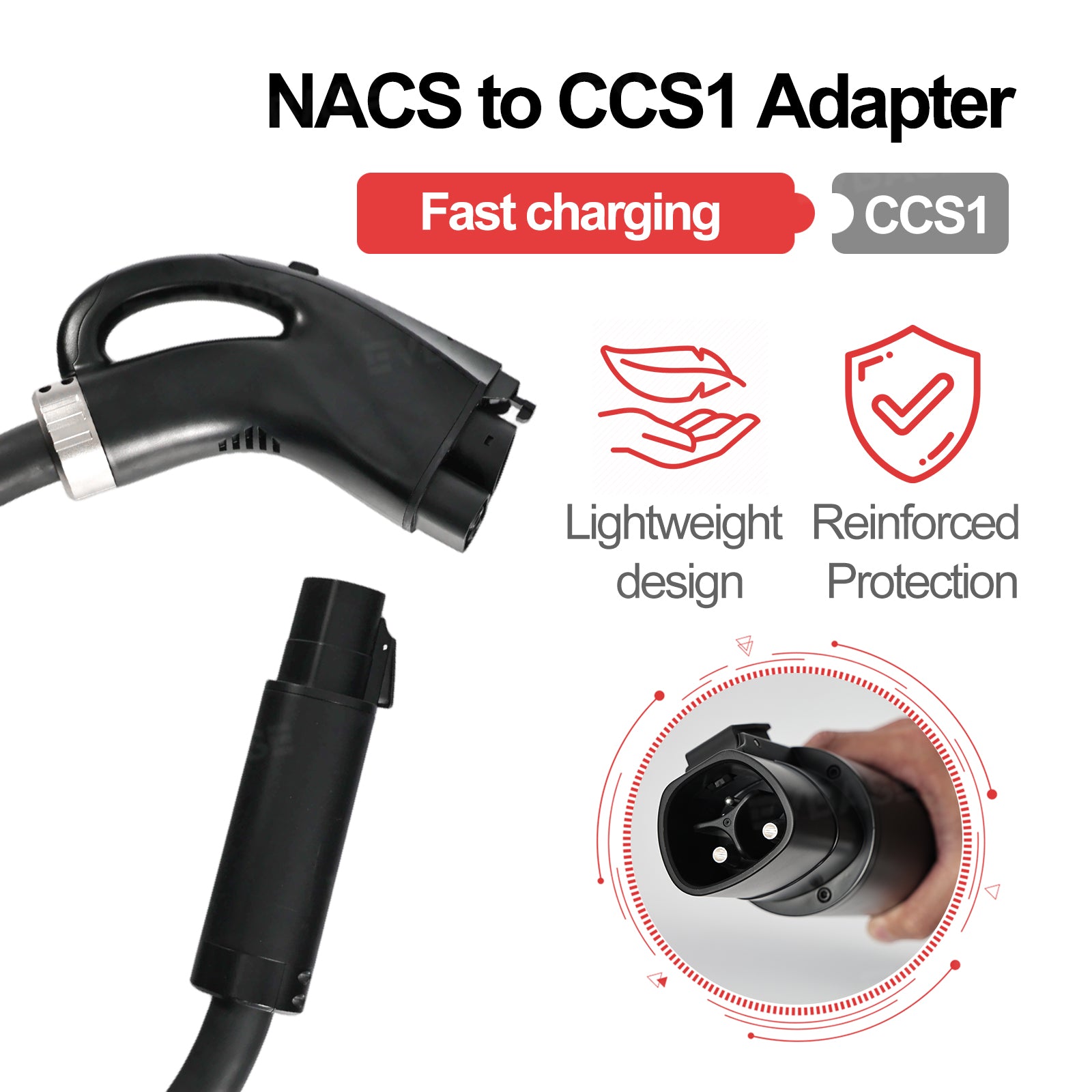 NACS to CCS1 Adapter with Extension Cable Max 350A/1000V Fast Charge CCS1 EVs at Tesla Superchargers