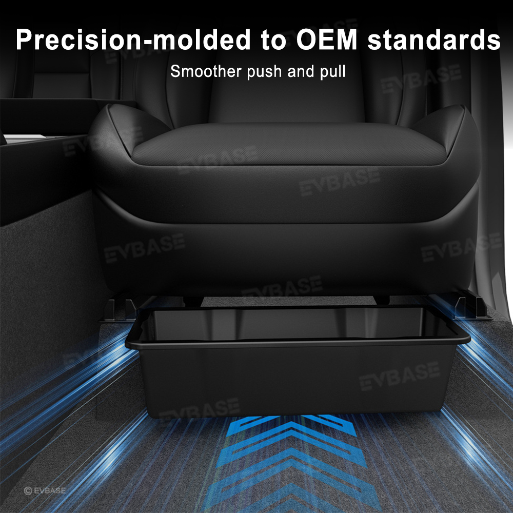 New EVBASE Model Y Underseat Storage Box Organizer Tesla Hidden Tray With double layer Cover
