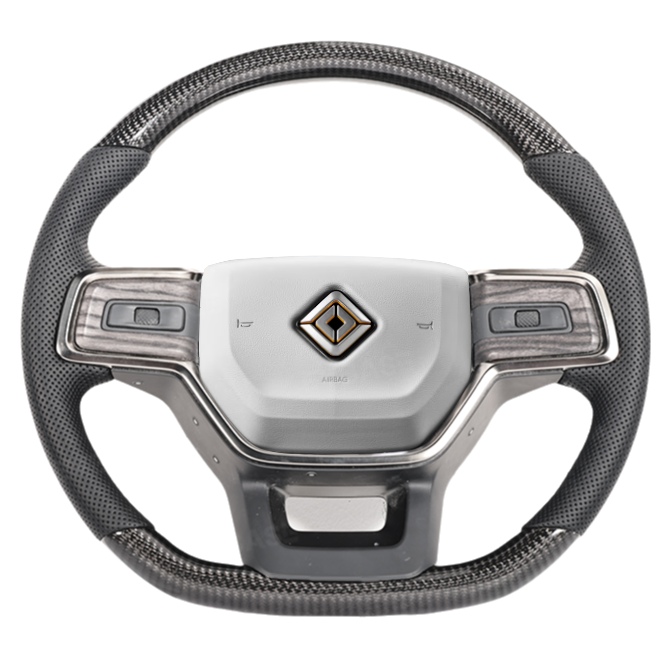 R1S/R1T Steering Wheel Replacement OEM Style for Rivian Heated Warm Ash Wood Carbon Fiber Nappa Steering Wheel