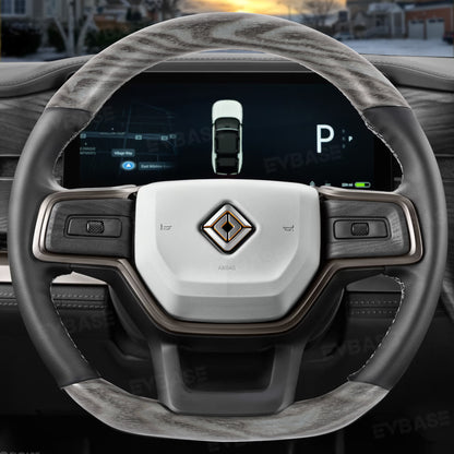 R1S/R1T Steering Wheel Replacement OEM Style for Rivian Heated Warm Ash Wood Carbon Fiber Nappa Steering Wheel