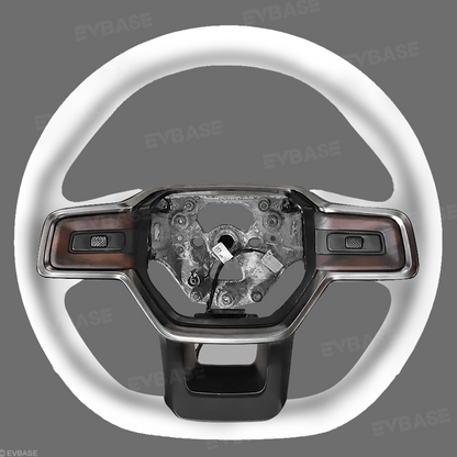 R1S/R1T Steering Wheel Replacement OEM Style for Rivian Heated Warm Ash Wood Carbon Fiber Nappa Steering Wheel