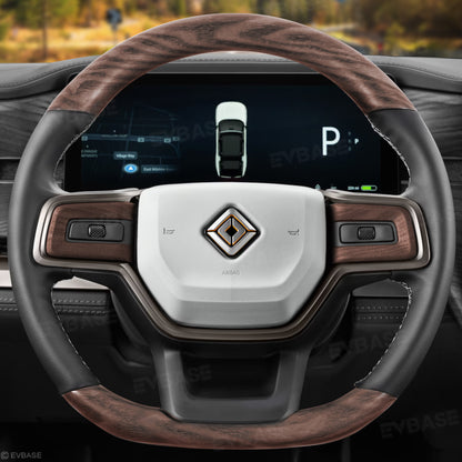 R1S/R1T Steering Wheel Replacement OEM Style for Rivian Heated Warm Ash Wood Carbon Fiber Nappa Steering Wheel