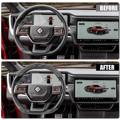 R1S/R1T Steering Wheel Replacement OEM Style for Rivian Heated Warm Ash Wood Carbon Fiber Nappa Steering Wheel