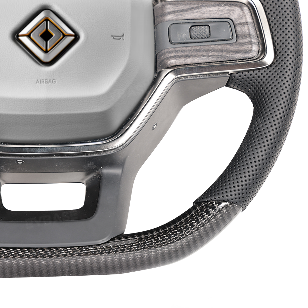 R1S/R1T Steering Wheel Replacement OEM Style for Rivian Heated Warm Ash Wood Carbon Fiber Nappa Steering Wheel