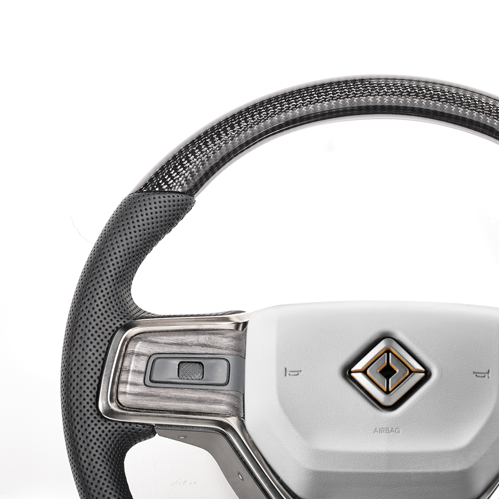R1S/R1T Steering Wheel Replacement OEM Style for Rivian Heated Warm Ash Wood Carbon Fiber Nappa Steering Wheel