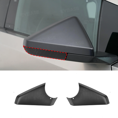 Real Carbon Fiber Side Mirror Base Cover for Cybertruck Side Rearview Mirror Bottom Cover Matte Protective Overlays (2 Pieces)