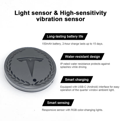 Rear Triangle Window Ambient Lighting for Tesla Rear Side Window Acrylic Interior LED Decorative Lights