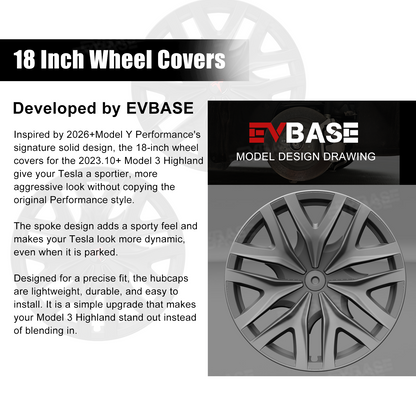 Model 3 Highland Wheel Covers 18" Photon Wheels Hubcaps Inspired By Model Y Performance