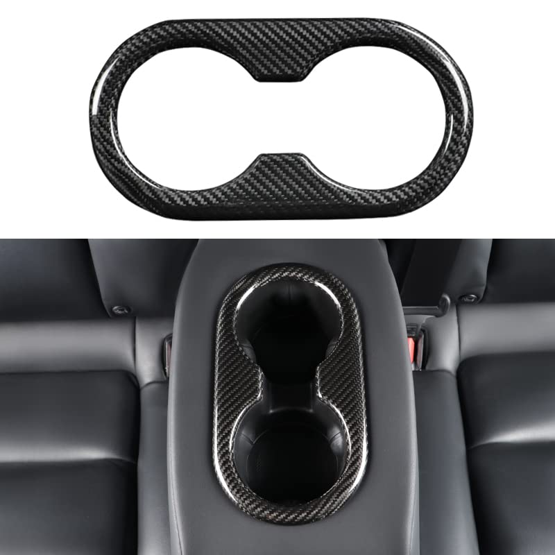 Tesla Model Y 3 Carbon Fiber Interior Accessories Center Console Cup Holder Cover