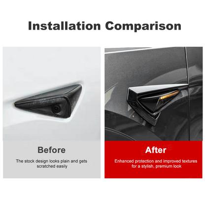 Side Fender Camera Vent Trim ABS Sporty Style Turn Signal Cover for Tesla Model Y/ Y Juniper & Model 3/ 3 Highland