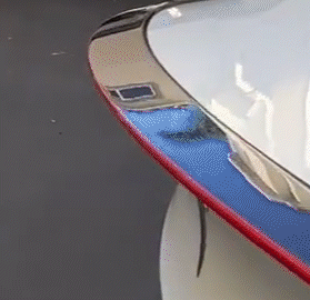 2023 EVBASE Tesla Red Real Carbon Fiber Spoiler Wing for Model 3 Y