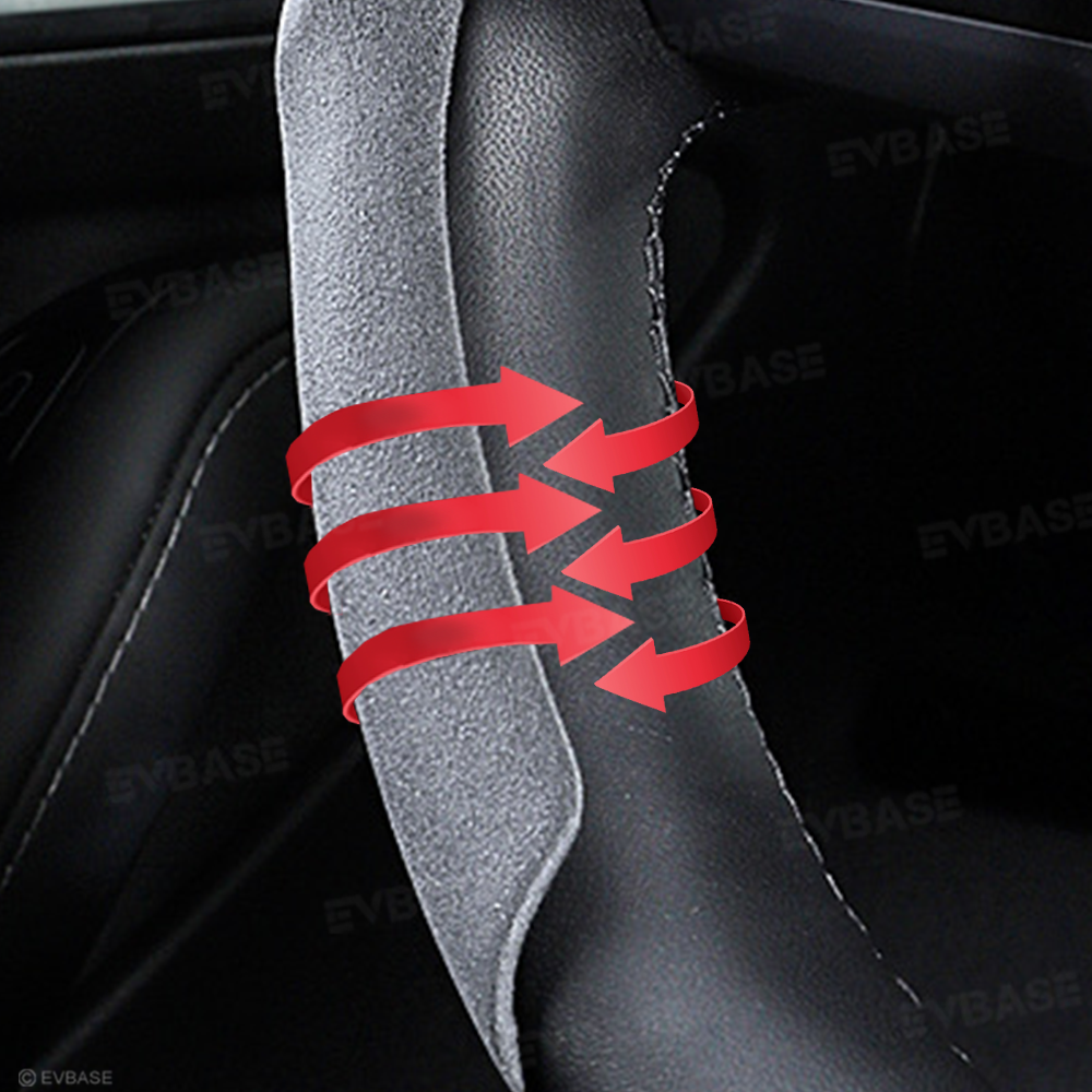 Steering Wheel Cover Custom For Tesla Model Y Juniper& 3 Highland Anti-Slip Suede Alcantara Material Steering Wheel Overlay