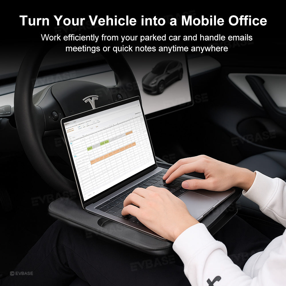 Steering Wheel Tray Portable Multifunctional Table Desk with Cup Holder for Tesla Model Y/ Y Juniper & Model 3/ 3 Highland
