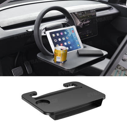 Steering Wheel Tray Portable Multifunctional Table Desk with Cup Holder for Tesla Model Y/ Y Juniper & Model 3/ 3 Highland